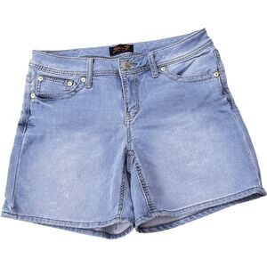 Seven 7 Stretch Jean Shorts Womens 6 Light Wash Embellished Pockets 5 Pocket